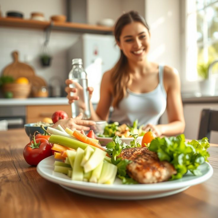 Shared meal illustration with abstract shapes